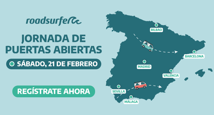 Spain Map with the roadsurfer open door days 2026 locations