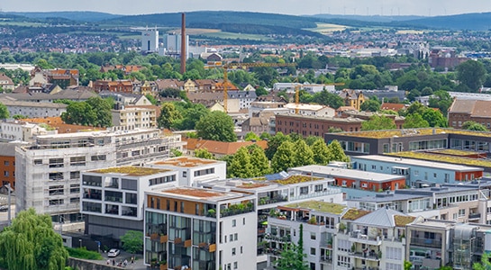 aerial view of the beautiful cityscape of kassel in germany