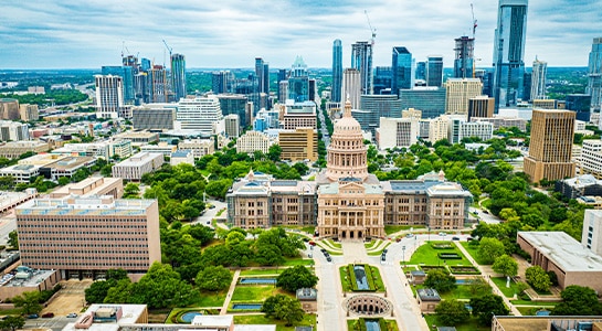 Bird view of Capitol Building in Austin, Texas,