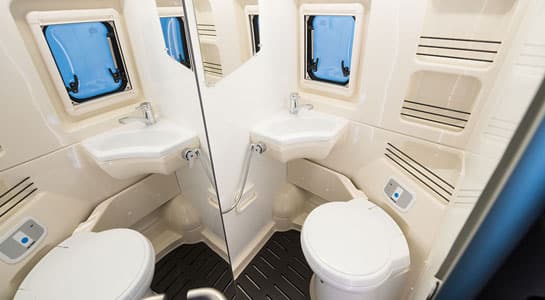 campervan bathroom with toilet and shower