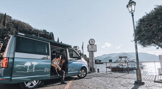 roadsurfer parked near to the Garda Lake in Italy