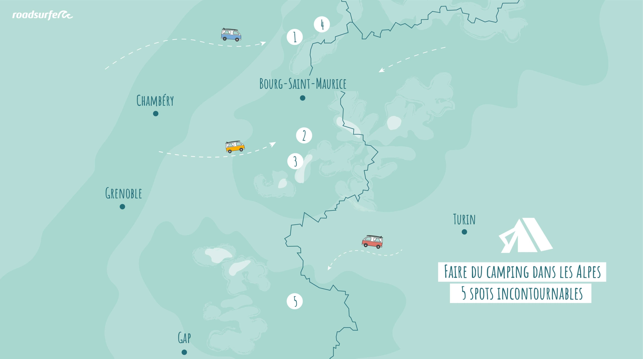 Camping dans les Alpes : Carte avec 5 spots incontournables