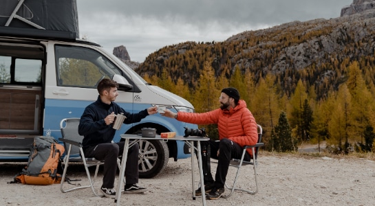 camping in the mountains with vw campervan