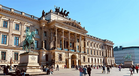 City Hall in Braunschweig located on a big plaza.