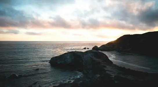 Coastal bluff at Channel Islands National Park with people watching the sunset