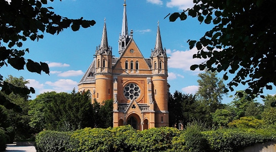 Church located in the midst of a park in Braunschweig.