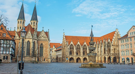 City centre of Braunschweig photographed while no people were walking around.