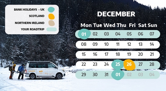 December Bank Holiday Calendar 2025 UK