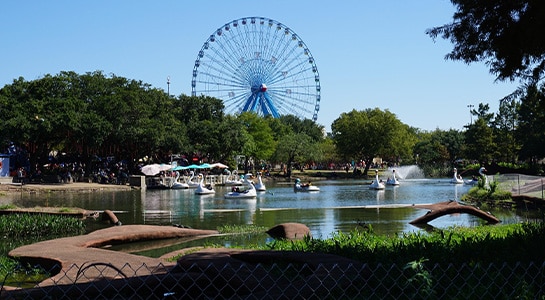Dallas Fair Park with Ferris wheel, a highlight to visit with RV rentals in Dallas