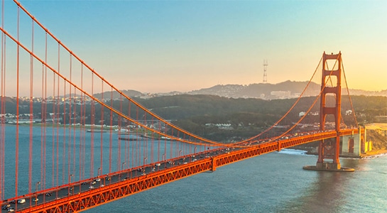 Golden Gate Bridge in San Francisco at Sunset