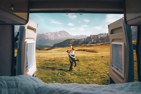 Couple enjoying late summer in the mountains