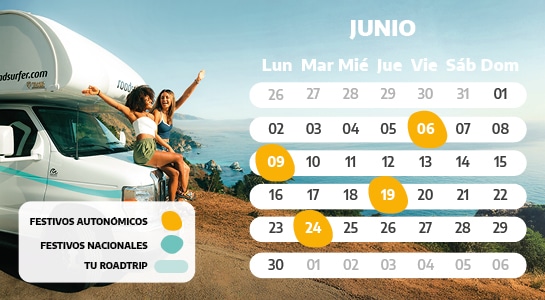 Spanish holiday calendar of June 2025