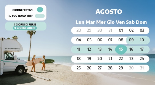 Calendario ponti Italia agosto