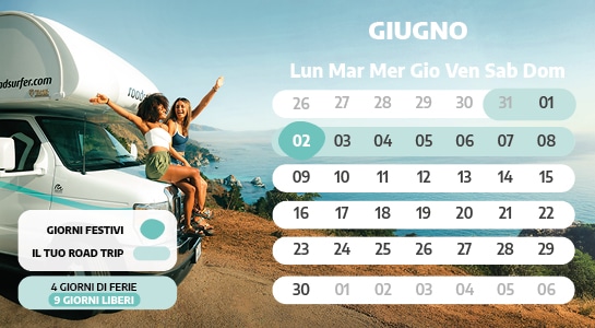 Calendario ponti Italia giugno