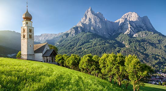 Curch and Mountain in South Tirol