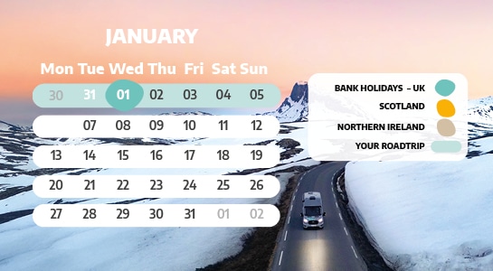 January Bank Holiday Calendar 2025 UK
