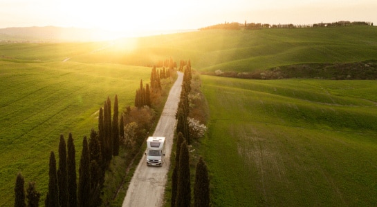 Motorhome driving through