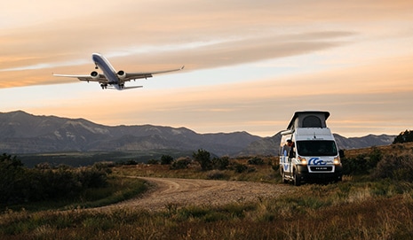 Plane Taking Off Near Rv Rental