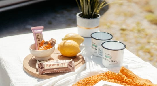 Raw bite bar in the happy roadsurfer bag