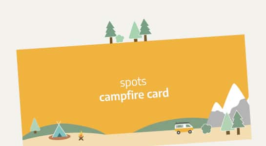 roadsurfer spots campfire card, 10% discount on campsites
