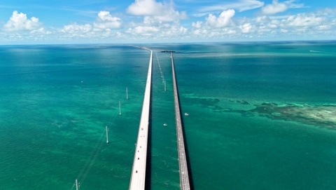 Sky view from the seven mile bridge in Key West Florida