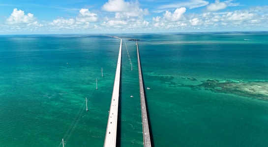 Sky view from the seven mile bridge in Key West Florida