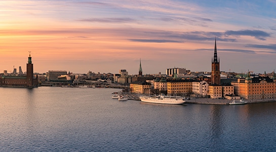 Stockholm, Sweden skyline at sunset