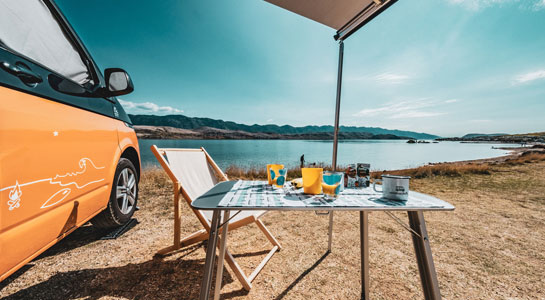 Campingtable and Chair at a sunny beach spot