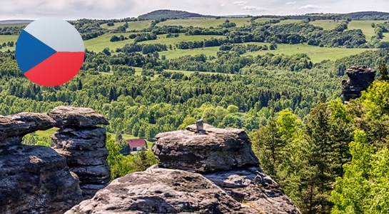 Camping in the Czech hinterland surrounded by old stone walls and forests