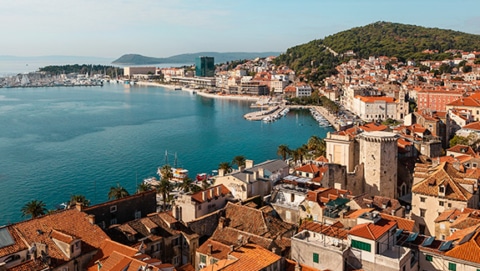 Costal view of Split city capital of dalmatia in Croatia on a sunny day