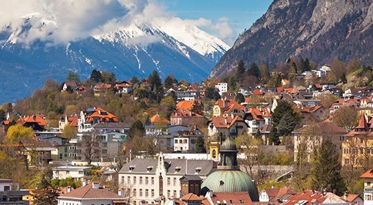 view of the city of innsbruck tyrolean alps austria