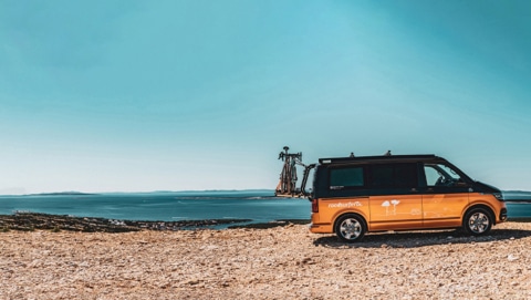 VW California Beach Hostel camper van from roadsurfer near the beach